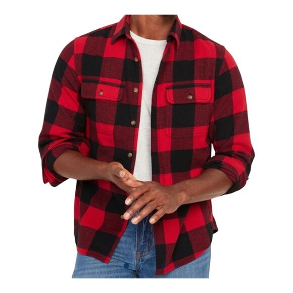 Old Navy Double-Brushed Flannel Shirt 100% Cotton Red Buffalo Check Men's XXL 2X - Picture 12 of 12